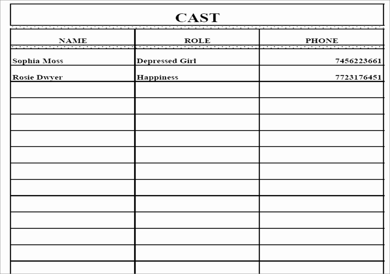 Call Sheet Template Excel New Call Sheet Template