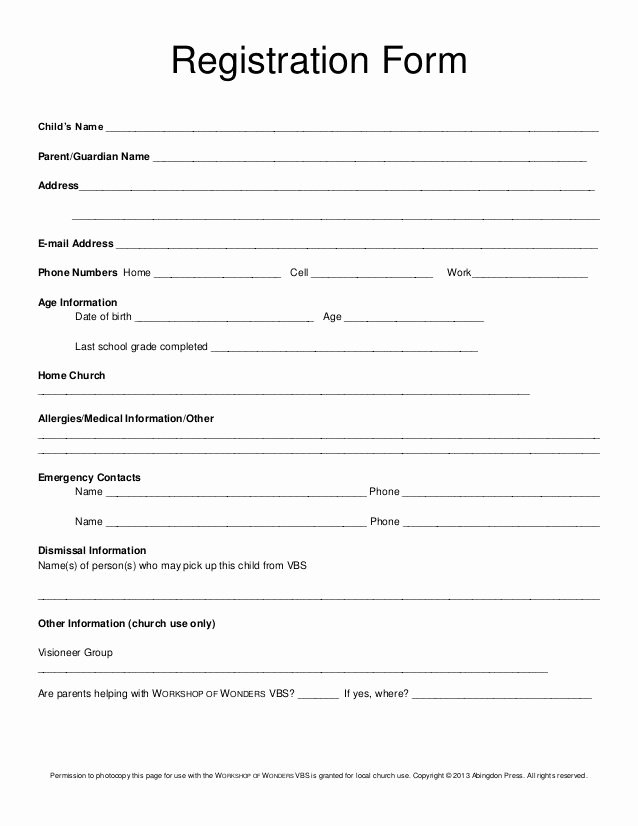 Camp Registration form Template Word Beautiful Registration form Child’s Name