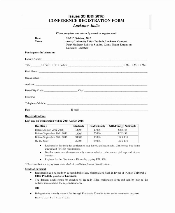 Camp Registration form Template Word Best Of Printable Registration form Templates 9 Free Pdf