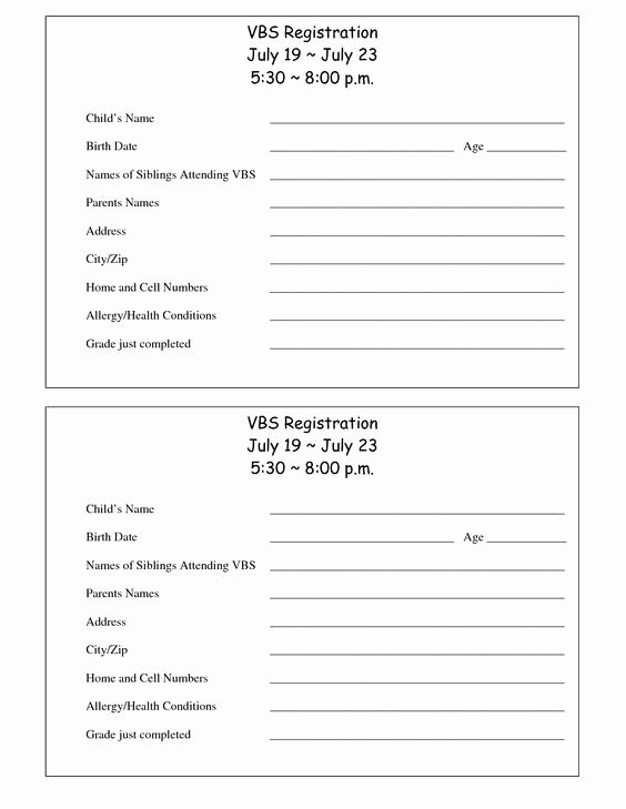 Camp Registration form Template Word Best Of Printable Vbs Registration form Template