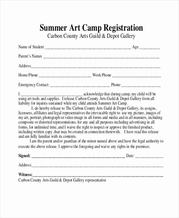 Camp Registration form Template Word Elegant Camp Registration form Template