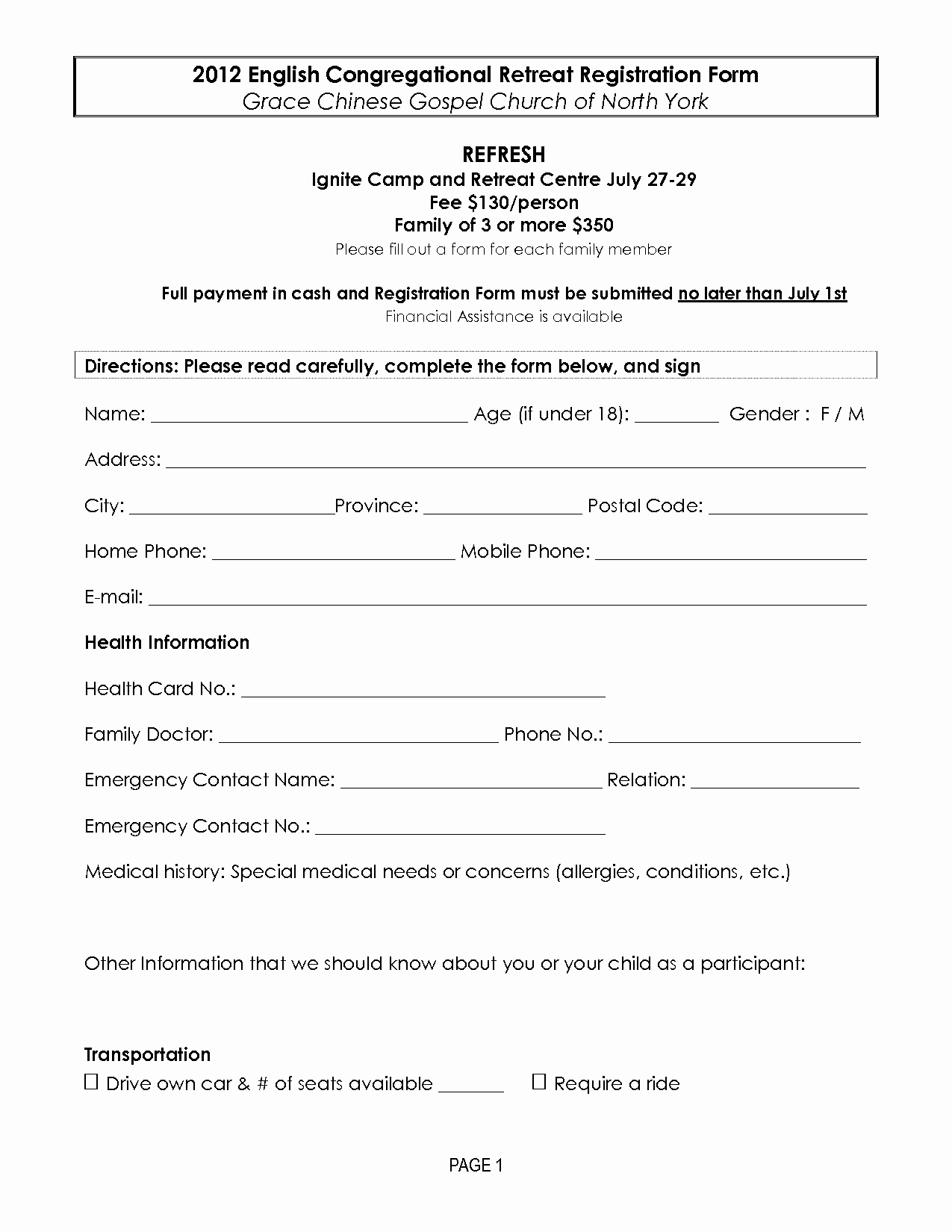 Camp Registration form Template Word Fresh Retreat Registration forms