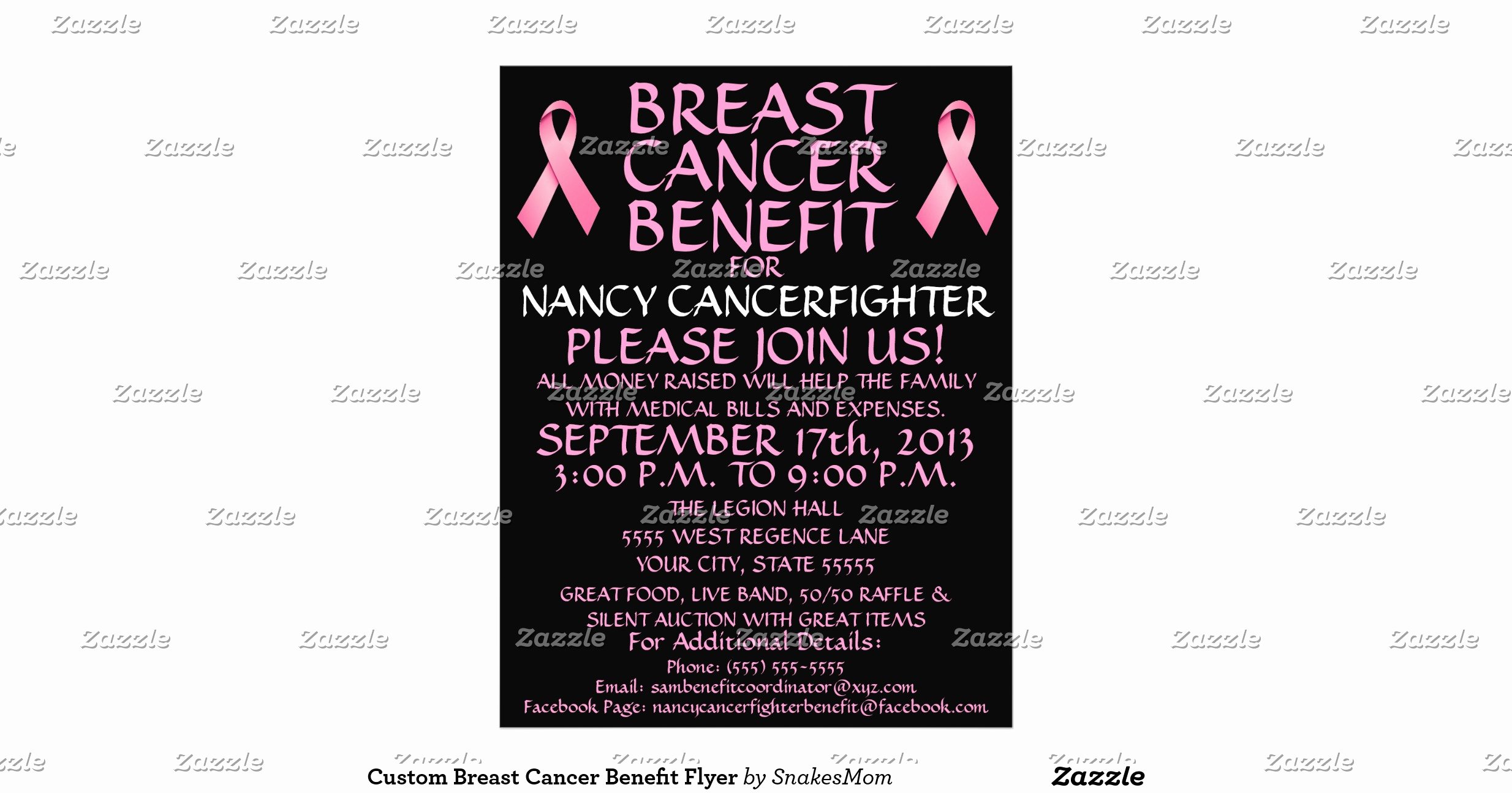 Cancer Benefit Flyer Ideas Awesome Custom Breast Cancer Benefit Flyer