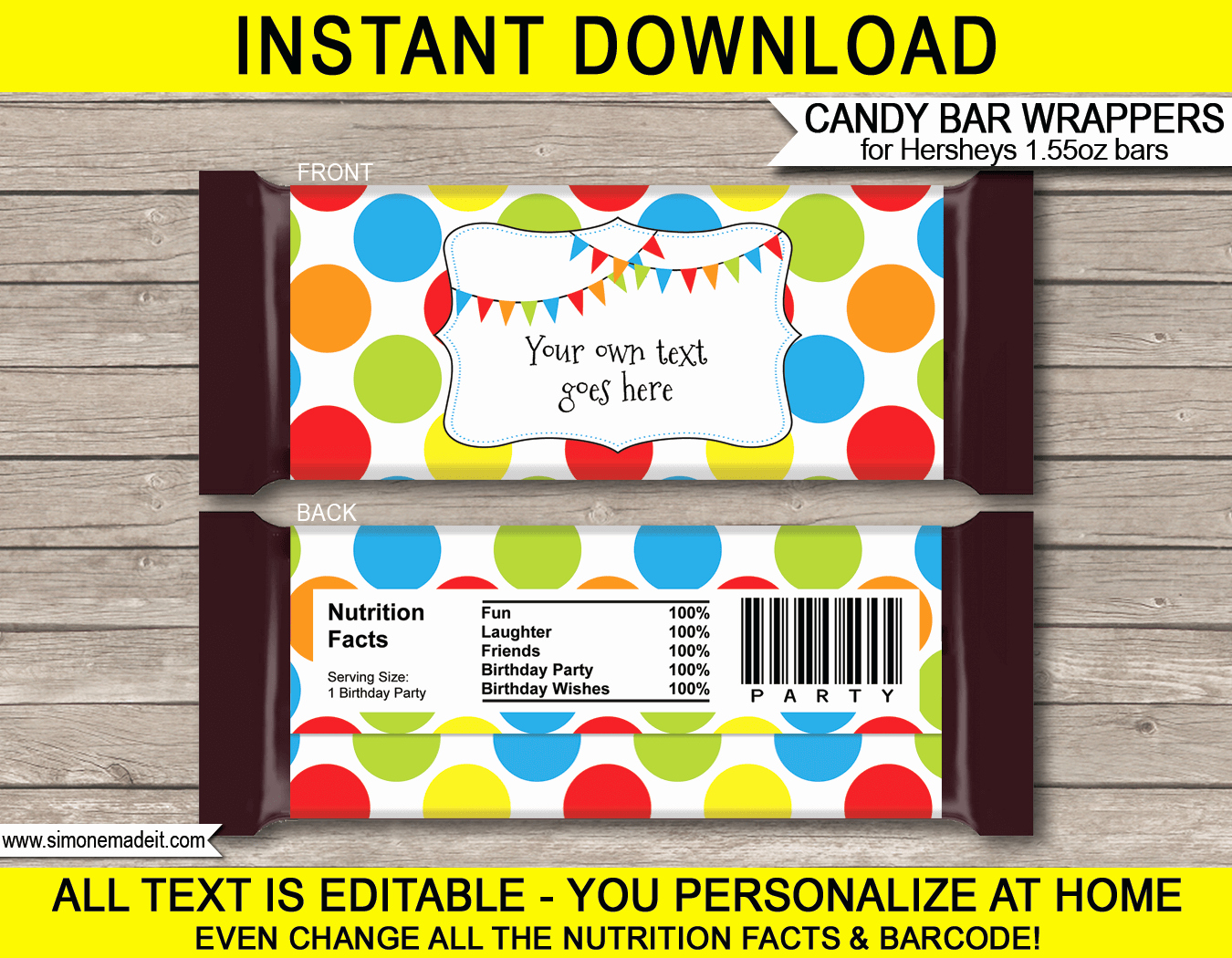 Candy Wrapper Template New Polkadot Hershey Candy Bar Wrappers