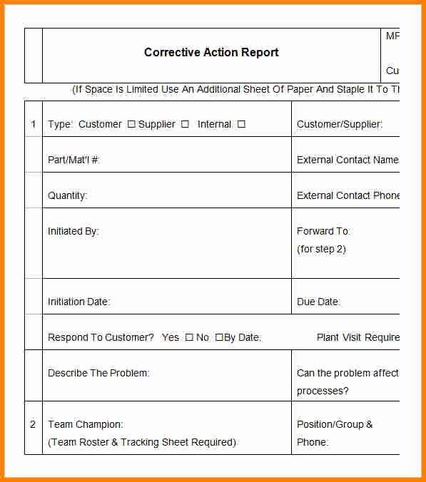 Capa Report Template Lovely 9 Corrective Action Report Template