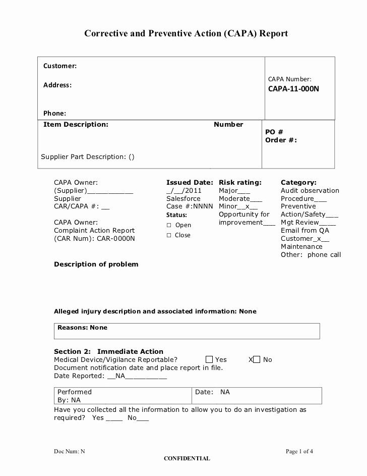 Capa Report Template New Sample Accident Investigation Procedure