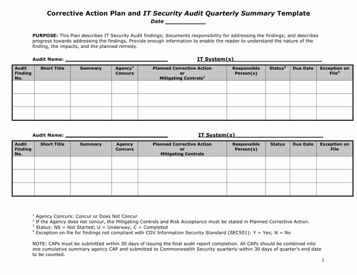 Capa Report Template Unique 25 Of Audit Action Plan Template