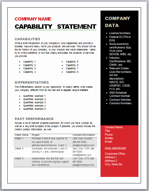 Capability Statement Template Doc Beautiful Get Started Quickly