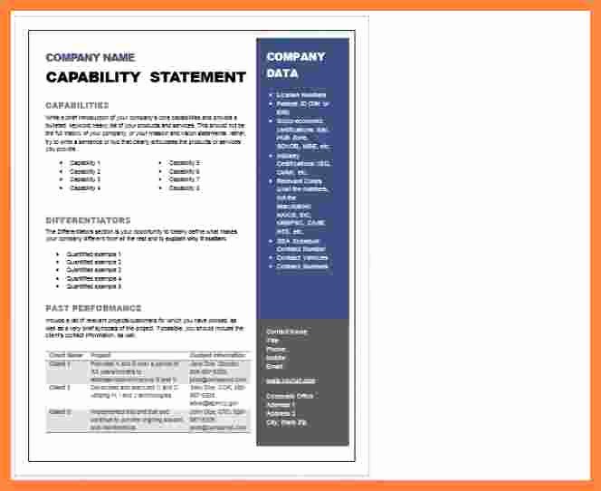 Capability Statement Template Doc Fresh 5 Capability Statement Template Word