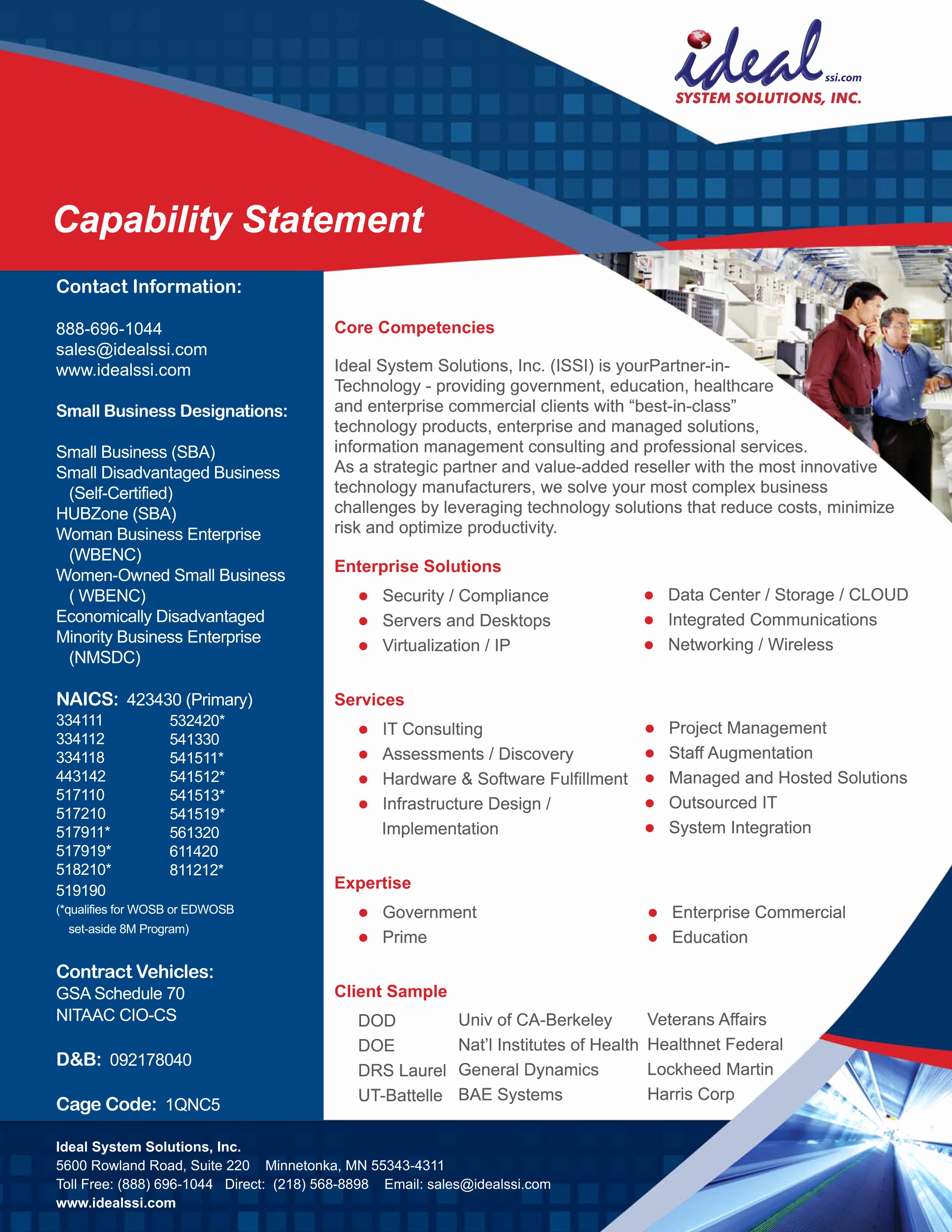 Capability Statement Template Doc Unique Capability Statement Ideal System solutions Inceal