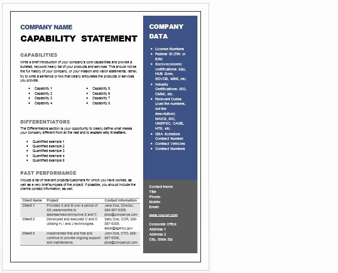 Capability Statement Template Doc Unique Capability Statement Template