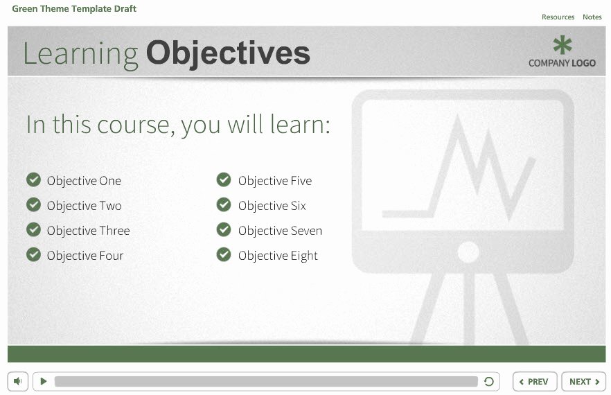 Captivate Storyboard Template Unique Captivate Template Green theme the Elearning Network