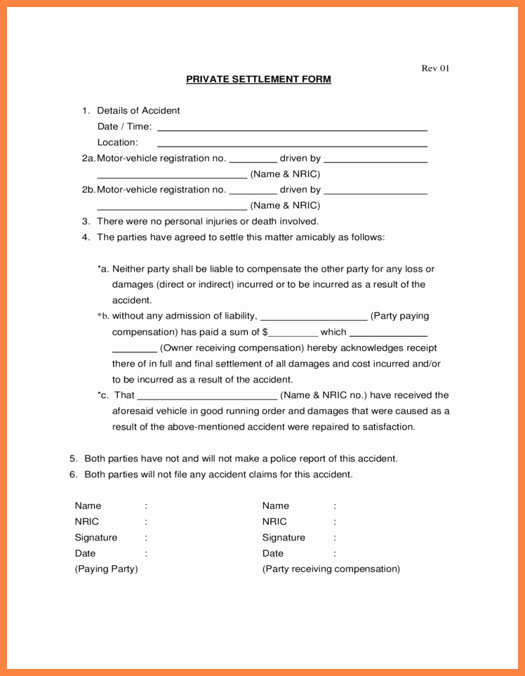 Car Accident Payment Agreement Letter Sample Awesome Car Accident Settlement Agreement