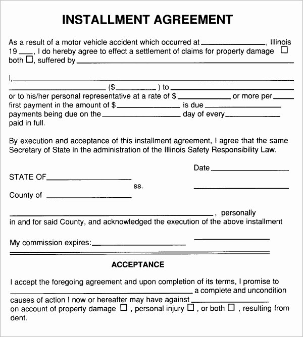 Car Accident Payment Agreement Sample Inspirational Installment Agreement 5 Free Pdf Download