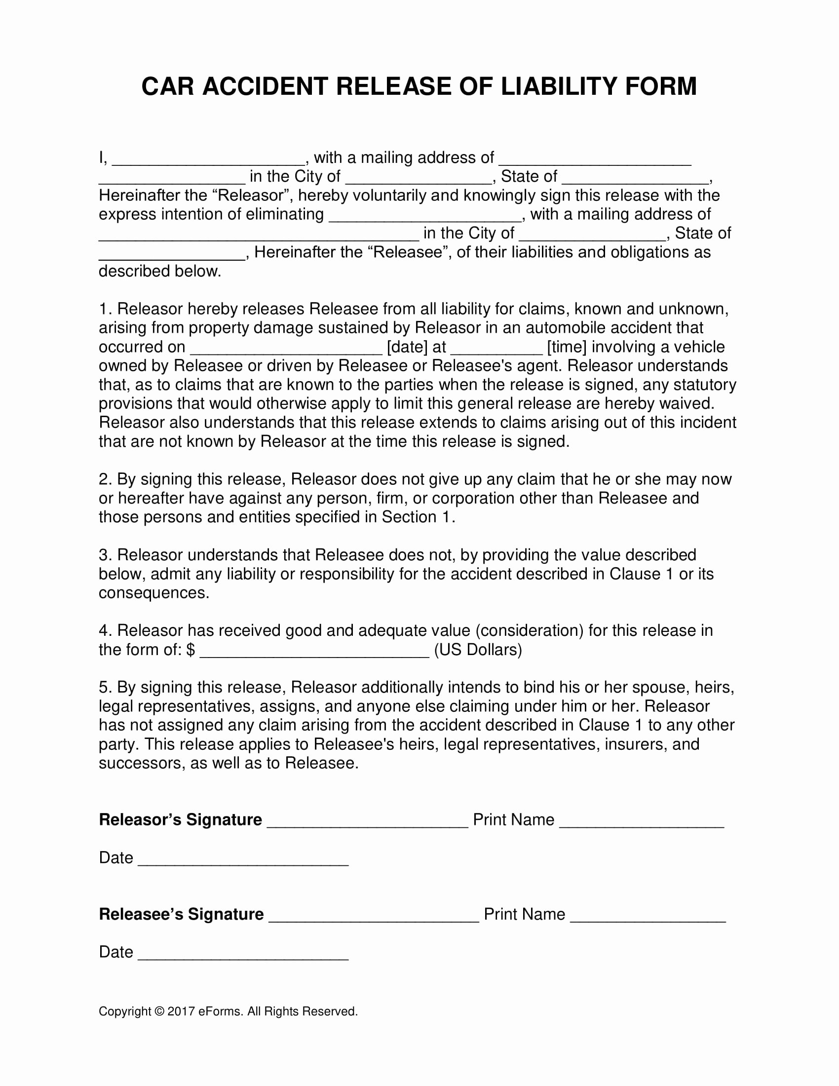 Car Accident Payment Agreement Sample Unique 14 Legal Waiver forms Pdf Doc