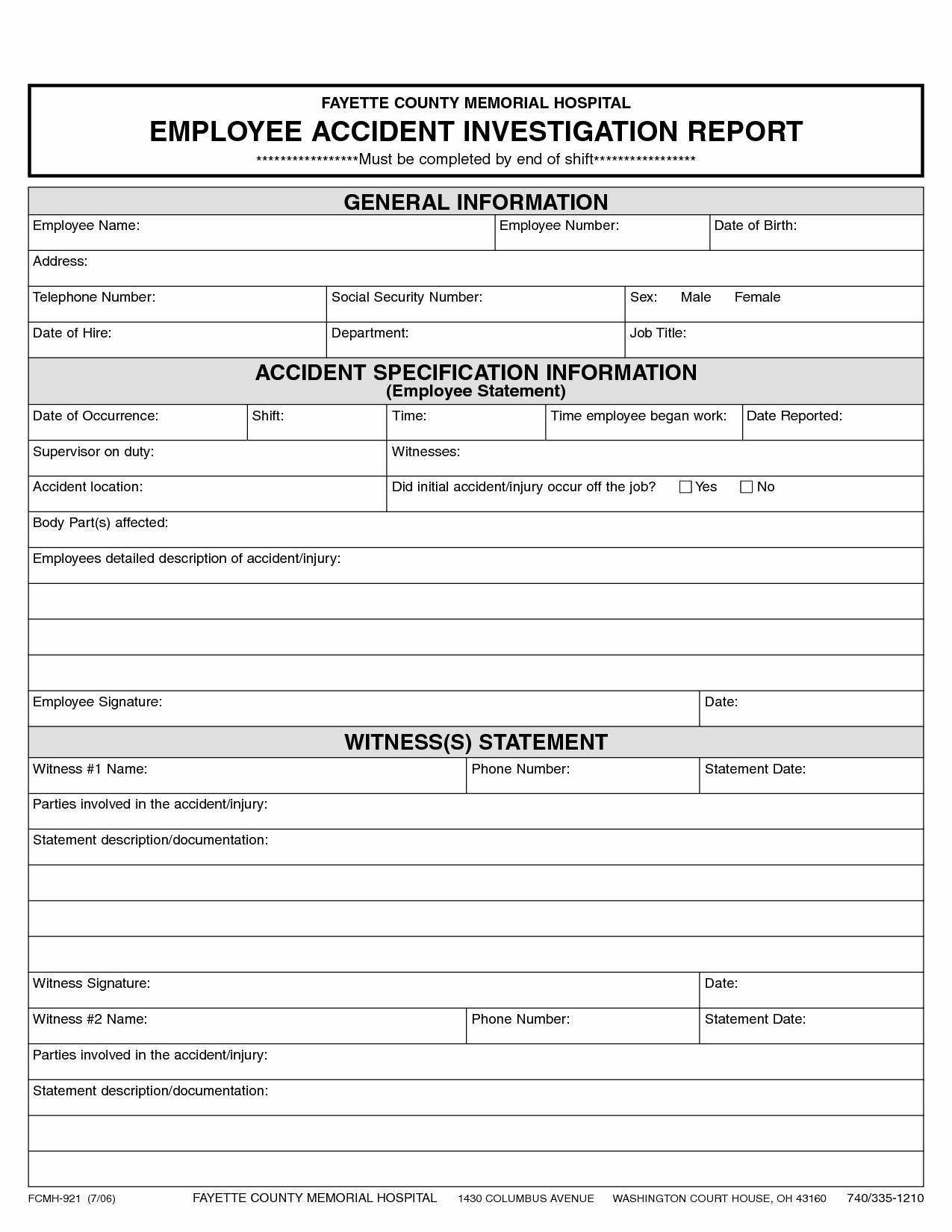 Car Accident Report form Template Fresh Best S Of Accident Investigation Report Template