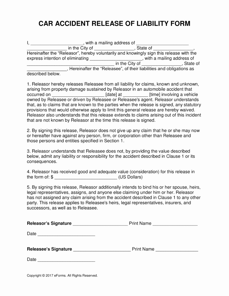 Car Accident Settlement Agreement form Unique Car Accident Settlement Agreement form