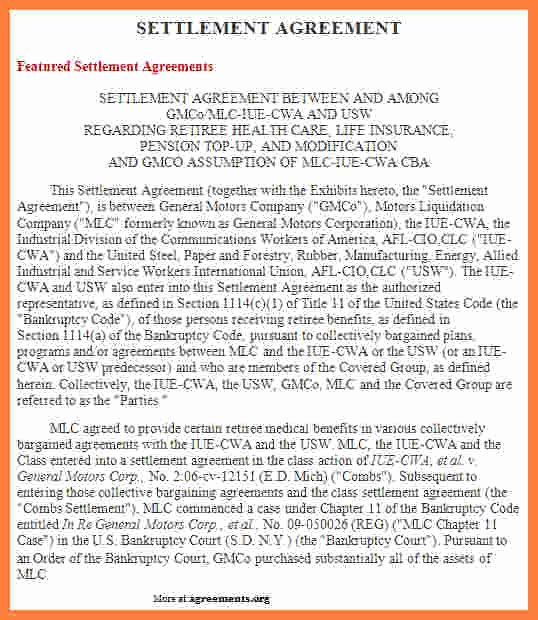 Car Accident Settlement Agreement Sample Elegant 5 Settlement Agreement Sample