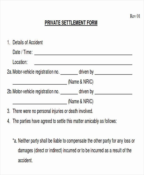 Car Accident Settlement Agreement Sample New Sample Insurance Release form 9 Examples In Word Pdf