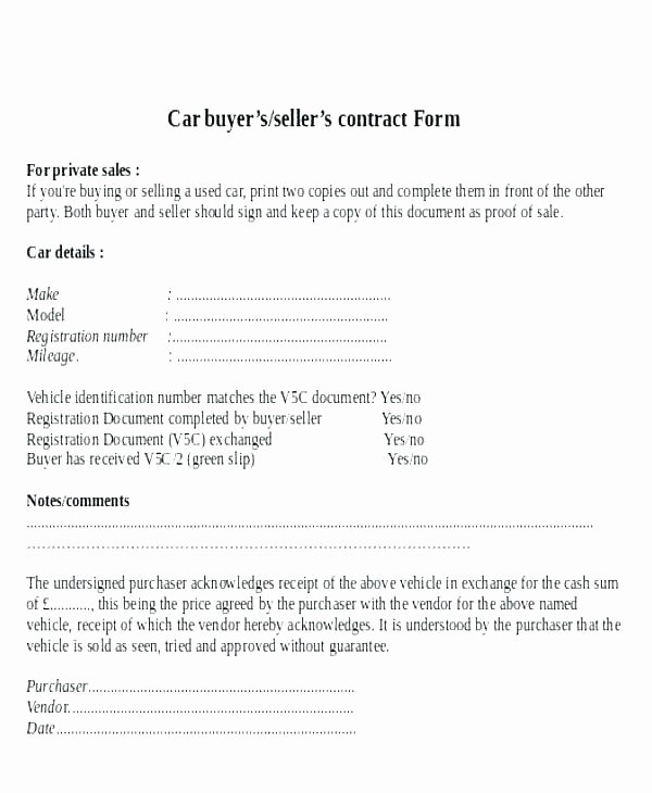 Car Deposit Agreement Lovely Car Ers order Template