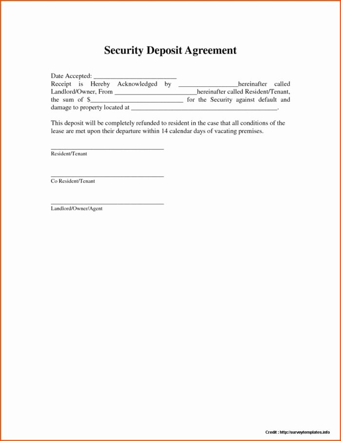 Car Deposit Contract Best Of Security Deposit Payment Agreement form form Resume