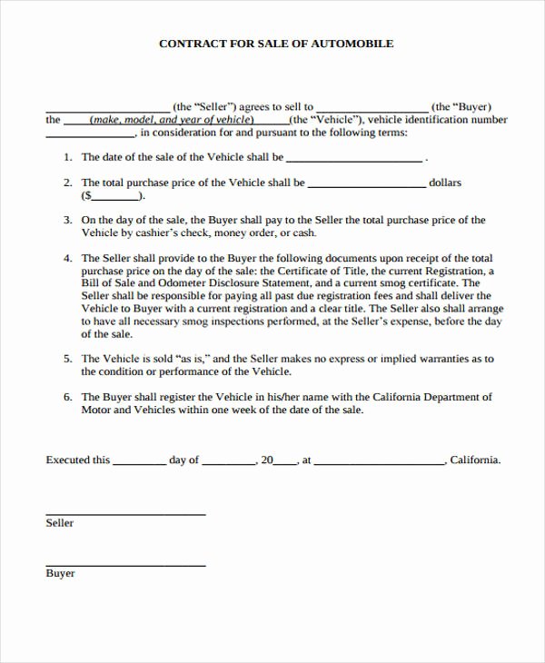 Car Deposit Contract New 24 Of Auto Loan form Template