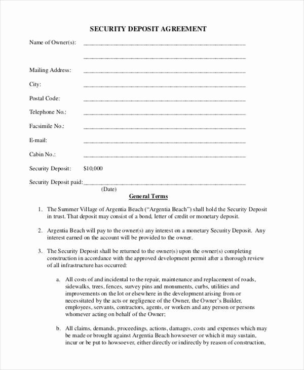 Car Deposit Contract Template Awesome 10 Deposit Agreement form Samples Free Sample Example