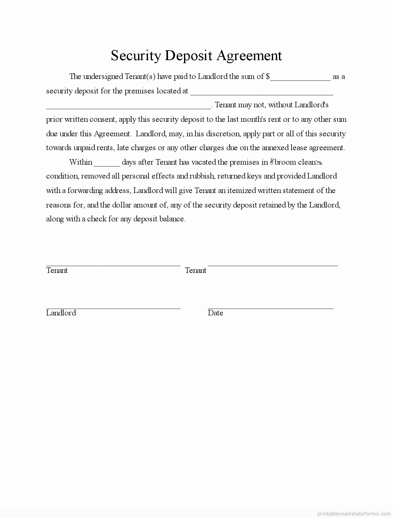 Car Deposit Contract Template Fresh Printable Security Deposit Agreement 3 Template 2015