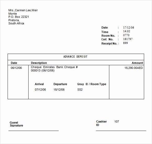 Car Deposit Receipt Word Awesome 8 Deposit Receipt Templates Free Samples Examples format