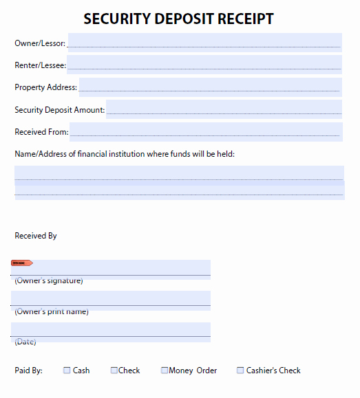 Car Deposit Receipt Word Awesome Security Deposit Receipt Templates Find Word Templates