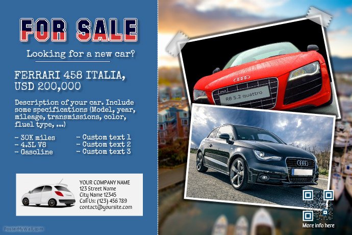 Car for Sale Flyer Template Awesome Car for Sale Flyer Vintage Style Template