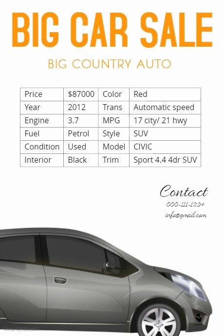 Car for Sale Flyer Template Awesome Car Sale Flyer Template