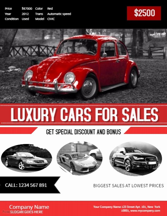 Car for Sale Flyer Template Fresh Red Car Sale Poster Template