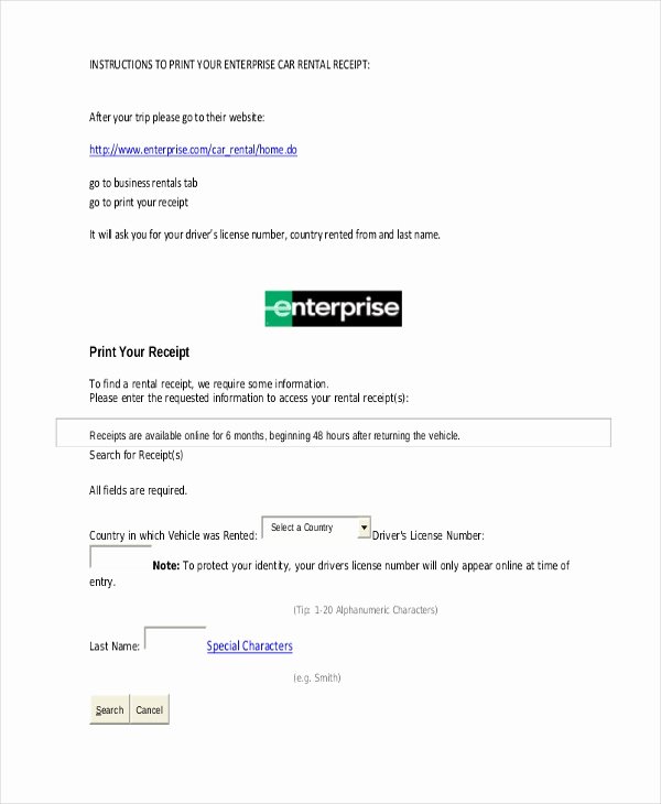 Car Rental Receipt Template Beautiful Sample Rent Receipt form 10 Free Documents In Pdf