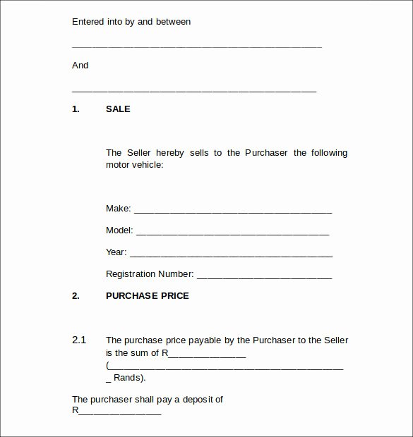 Car Sale Contract Template Fresh Sample Agreement Letters 5 Vehicle Purchase Agreement