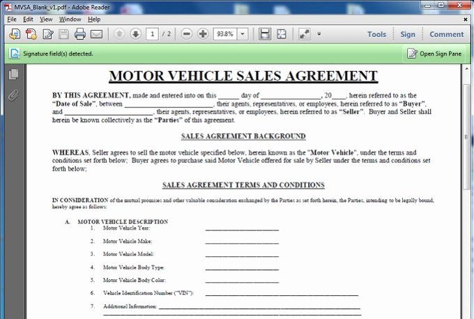 Car Sale Contract Template Luxury Give You A Motor Vehicle Sales Contract Template