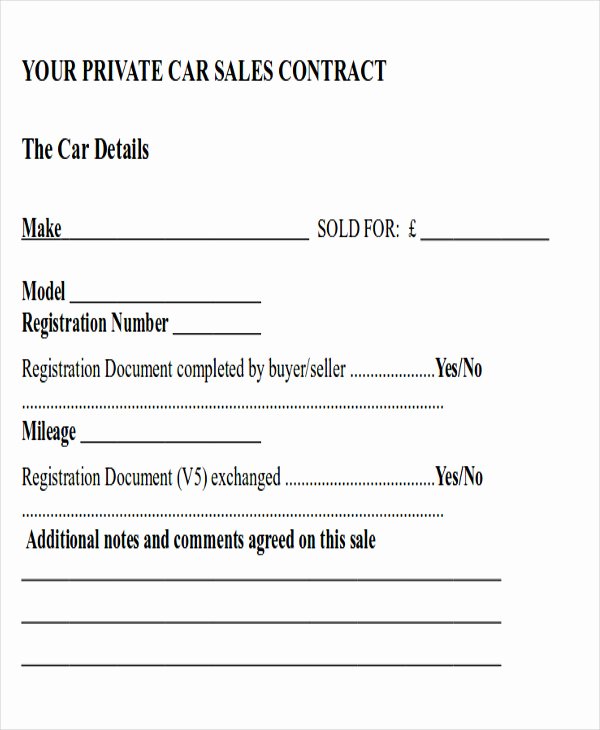 Car Sale Contract Template New 8 Sample Automobile Sales Contracts