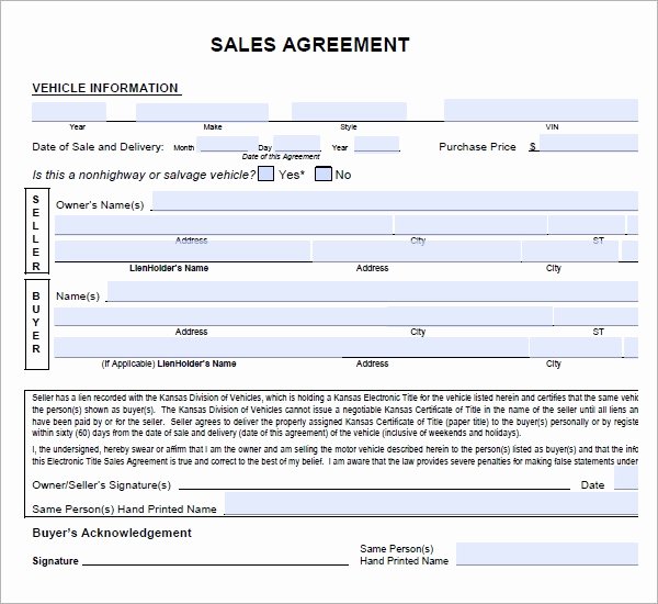 Car Sale Contract Template New Sales Agreement 6 Free Pdf Doc Download