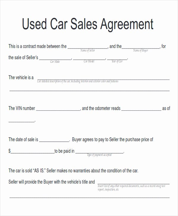 Car Sale Contract Template New Sample Car Sales Contract 12 Examples In Word Pdf