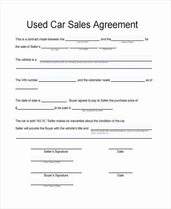 Car Sale Contract with Payments Fresh Contract forms In Pdf