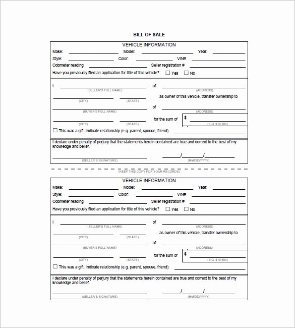 Car Sale Contract with Payments Lovely 15 Example Bill Of Sale for Car