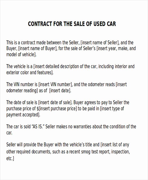 Car Sale Contract with Payments New Sample Car Sales Contract 12 Examples In Word Pdf