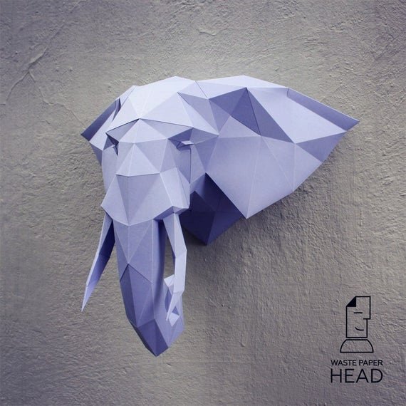 Cardboard Elephant Head Template Awesome Papercraft Elephant Head 2 Printable Diy by Wastepaperhead