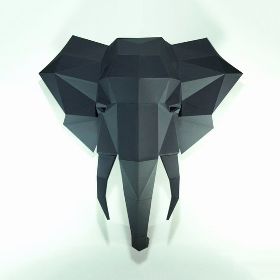 Cardboard Elephant Head Template Lovely Elephant Headelephant Paper Elephant Lowpoly Paper Trophy