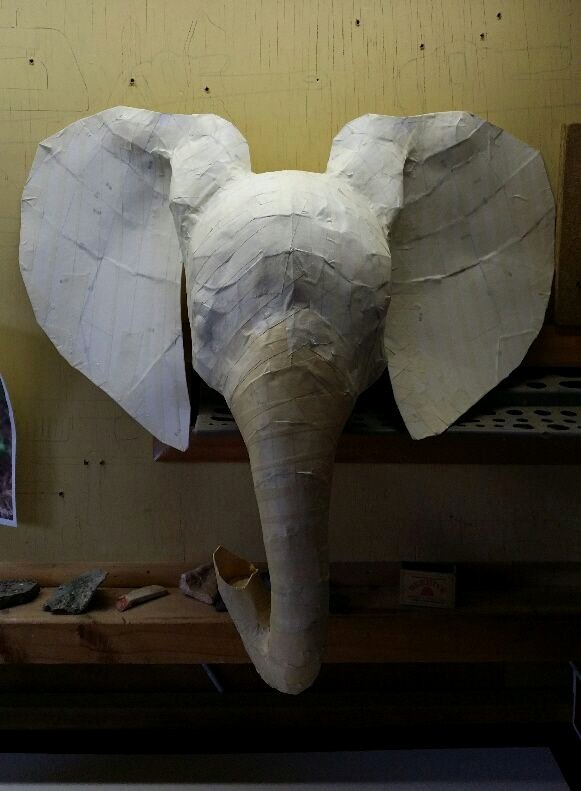 Cardboard Elephant Head Template Lovely Paper Mache Elephant Pattern assembled