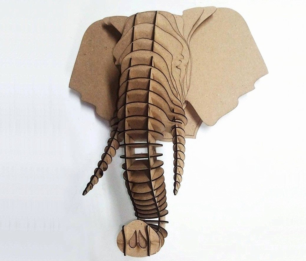 Cardboard Elephant Head Template New Éléphant Tête 3d Puzzle Animal Tête Mdf éléphant Tête