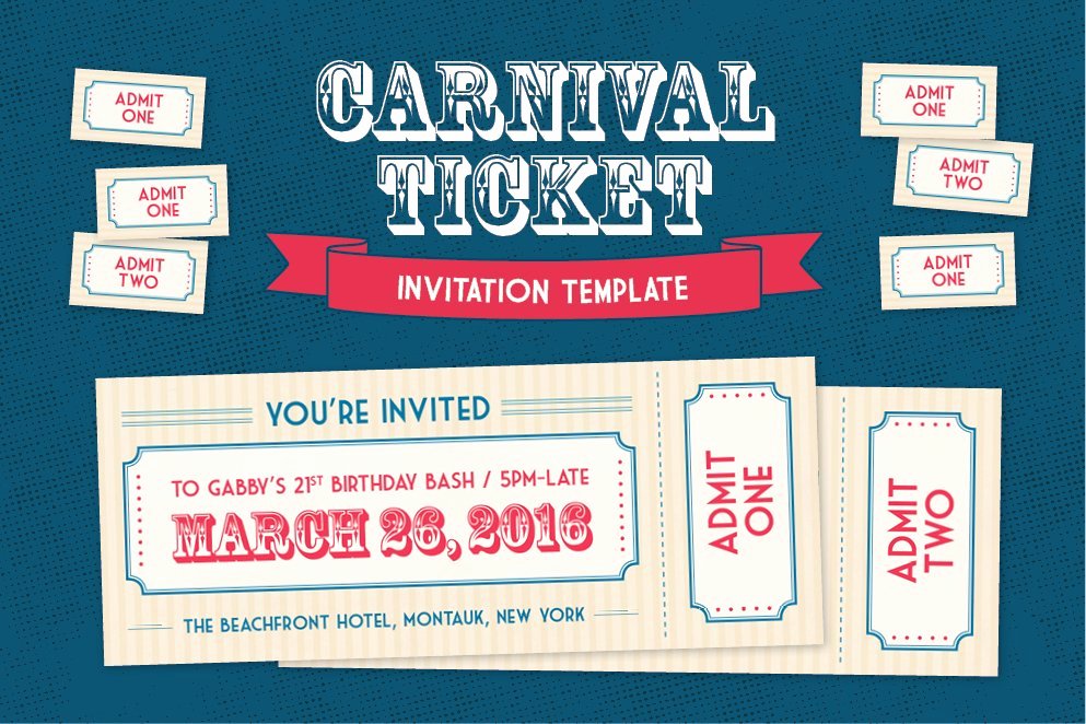 Carnival Invitation Template Free Awesome Carnival Ticket Invitation Template Invitation Templates