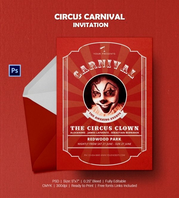 Carnival Invitation Template Free Best Of Circus Party Invitation Template 24 Free Jpg Psd