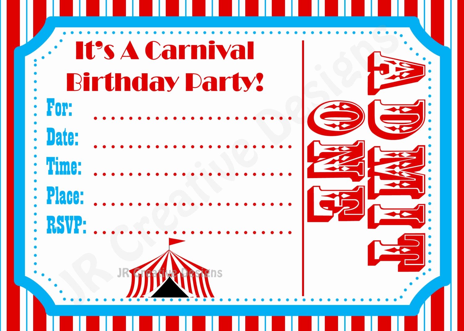 Carnival Invitation Template Free Lovely Carnival Invite Circus Invite Circus by Jrcreativedesigns