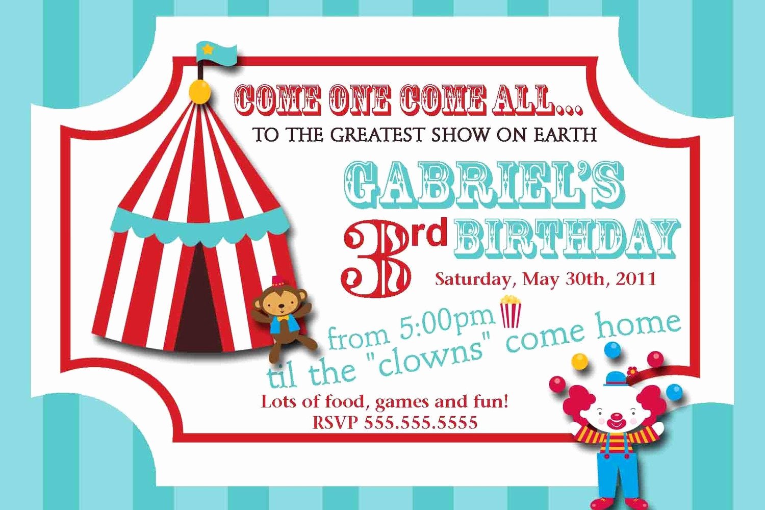 Carnival Invitation Template Free Unique Carnival Circus Ticket Birthday Invitation